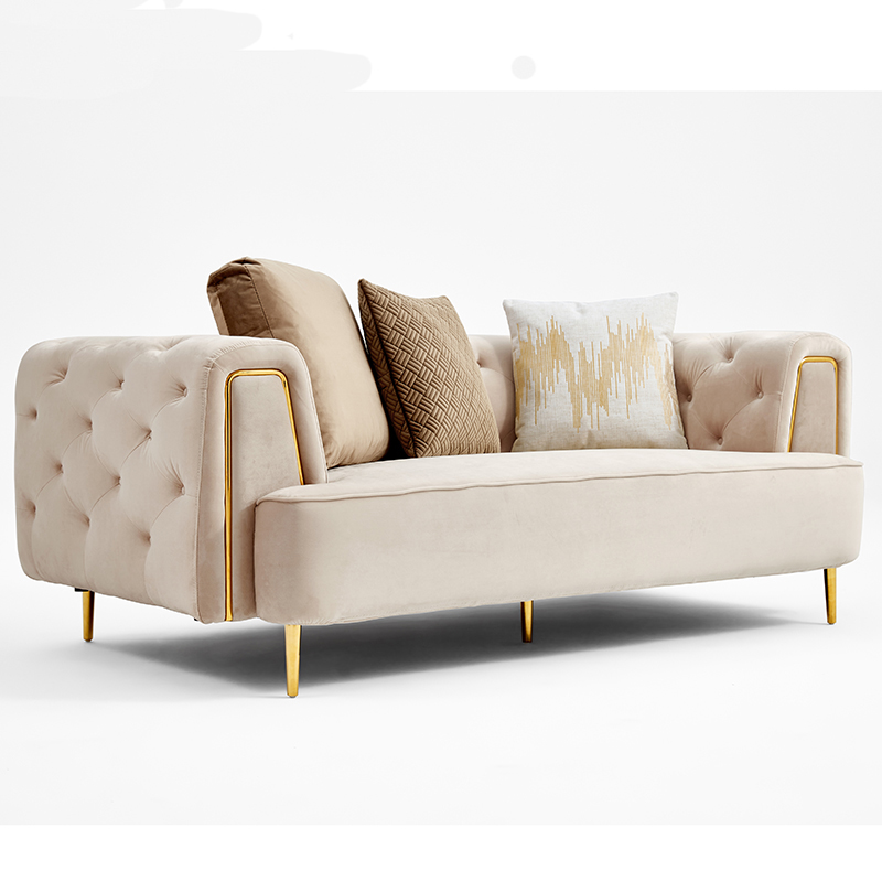 Modern Velvet Fabric Tufted Section Sofa Set