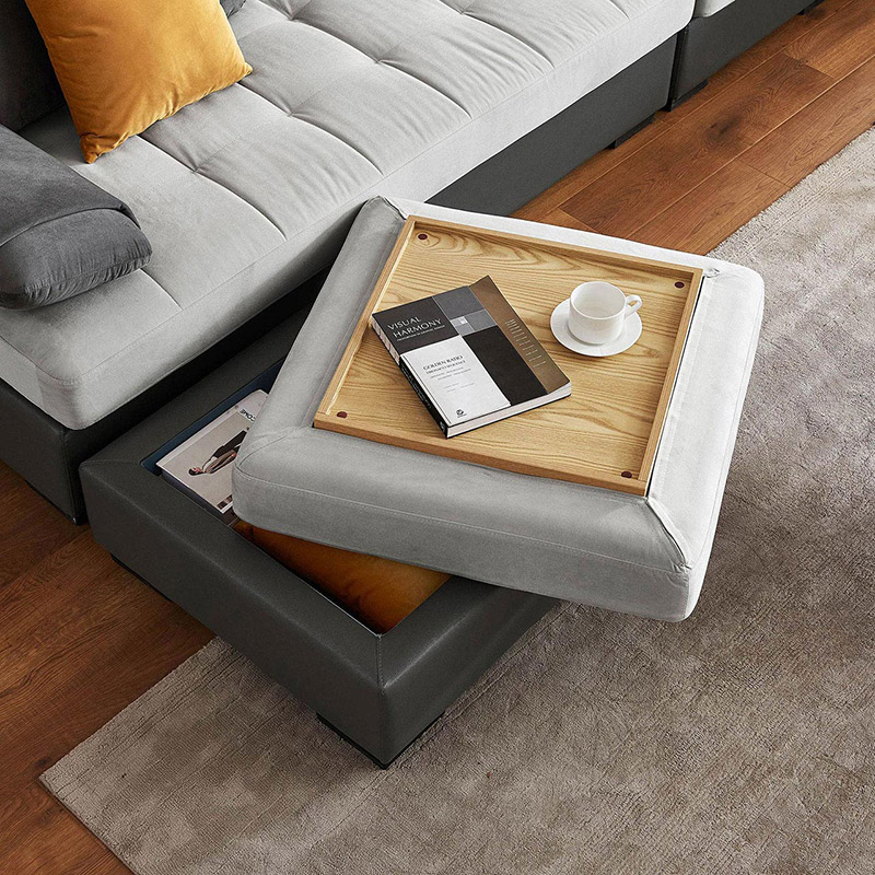 Fabric big size living room u shaped sectional chaise sofa