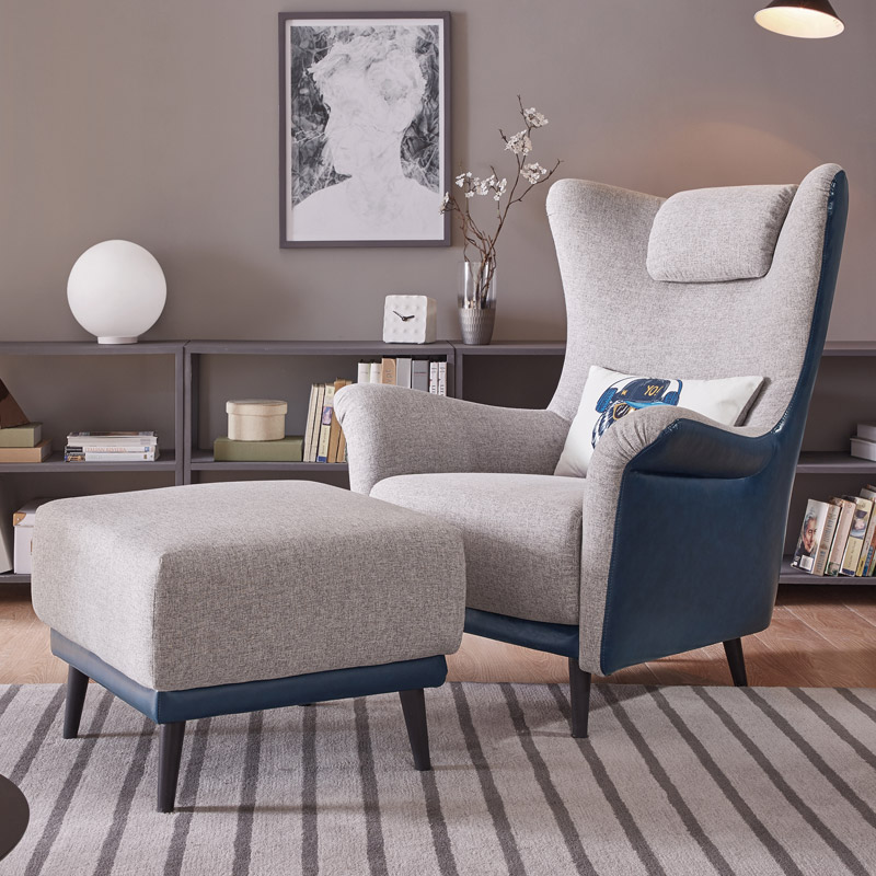 Modern Hotel Living Room Wing Armchair Fabric Sofa
