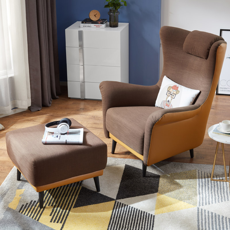Modern Hotel Living Room Wing Armchair Fabric Sofa