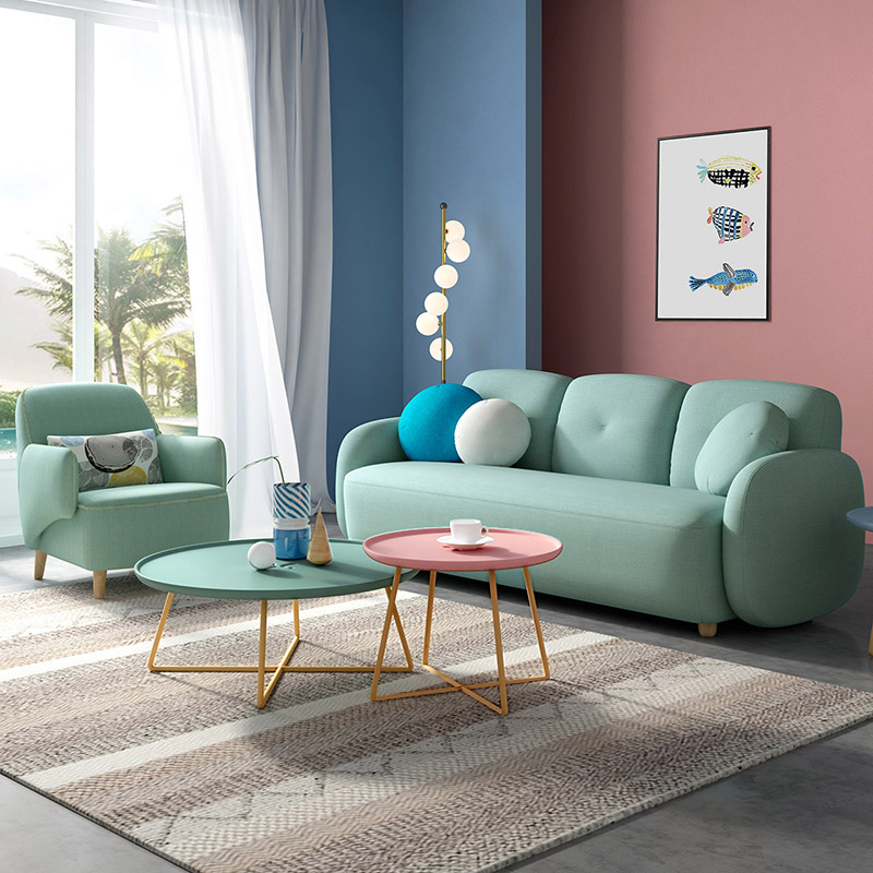 Modern Living Room Furniture Simple Fabric Wooden Sofa Set