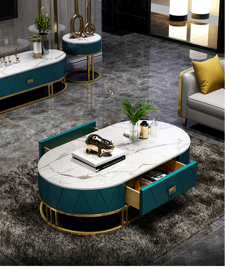 Wood Design Round Multifunction Marble Coffee Table 