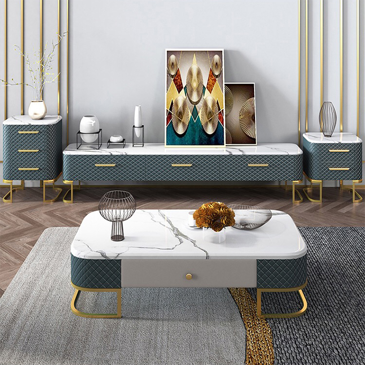 High End Elegant Modern Gold Wood Coffee Corner Table