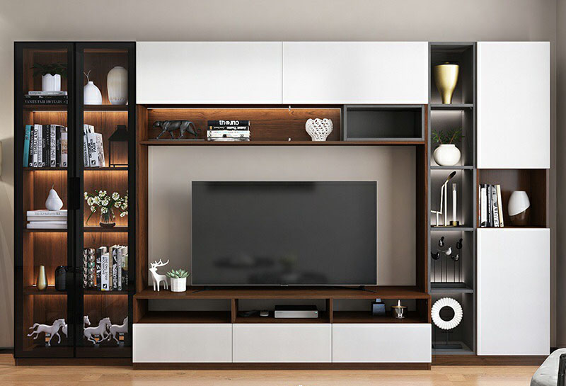 Light luxury combinations wooden wall tv cabinet 