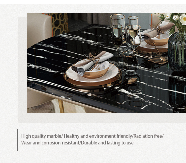 High End Modern Stainless Steel Marble Dining Table
