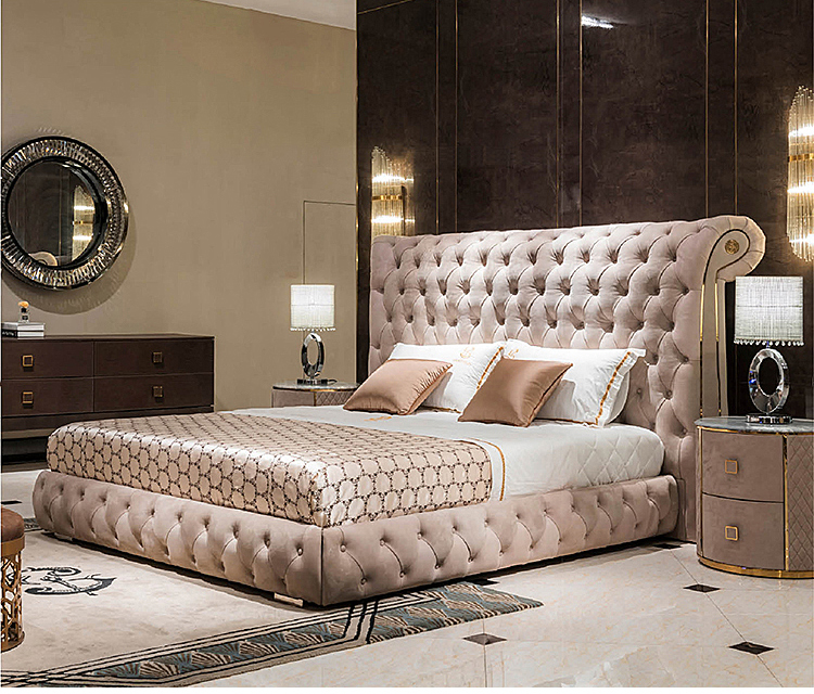 Custom Modern Luxury Double Size Bed 