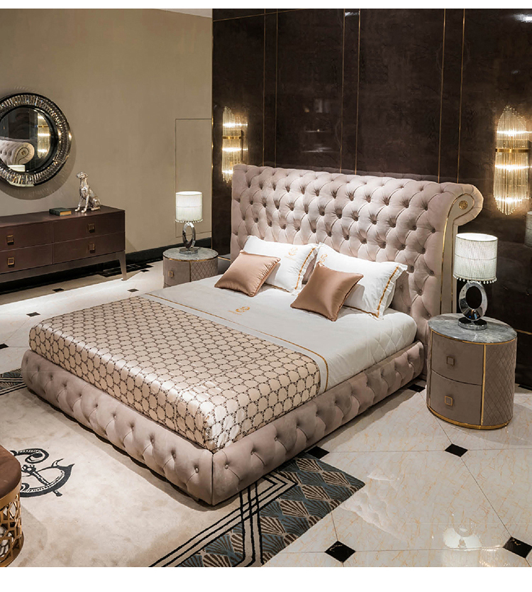 Custom Modern Luxury Double Size Bed 