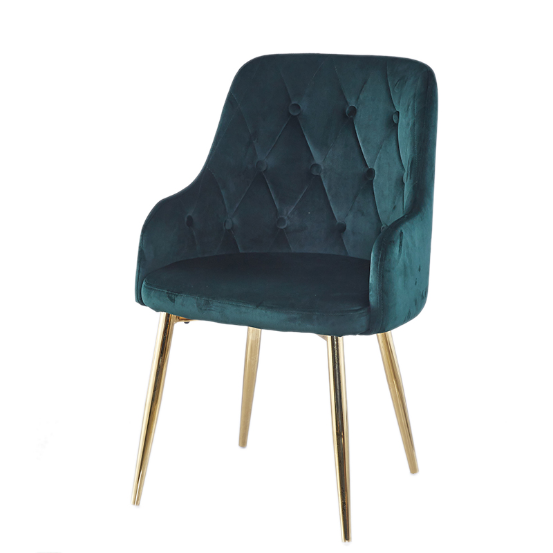 Armrest Velvet Fabric Cafe Dining Chair