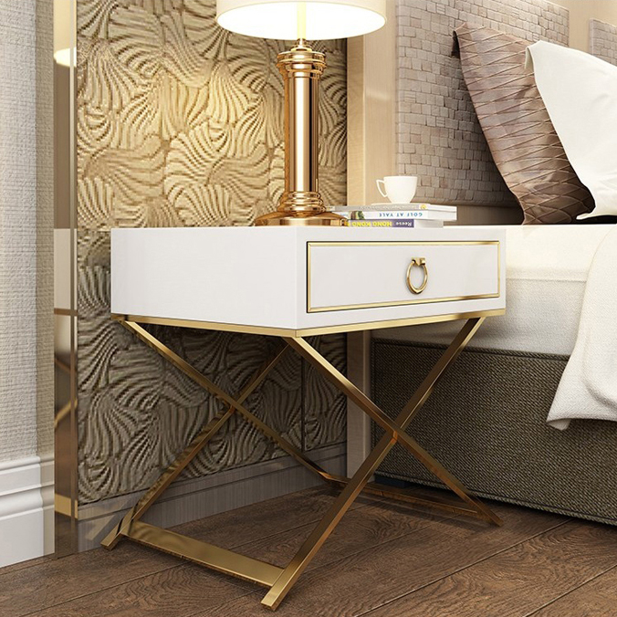 Luxury Gold Tall Square Night Stands