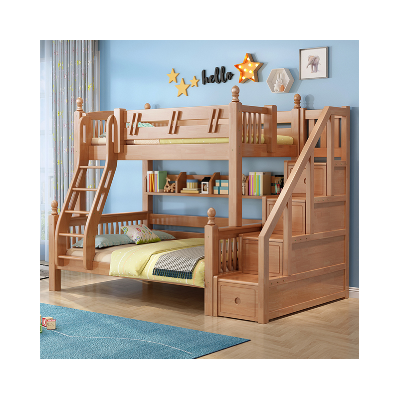 Children wooden bunk bed with ladder