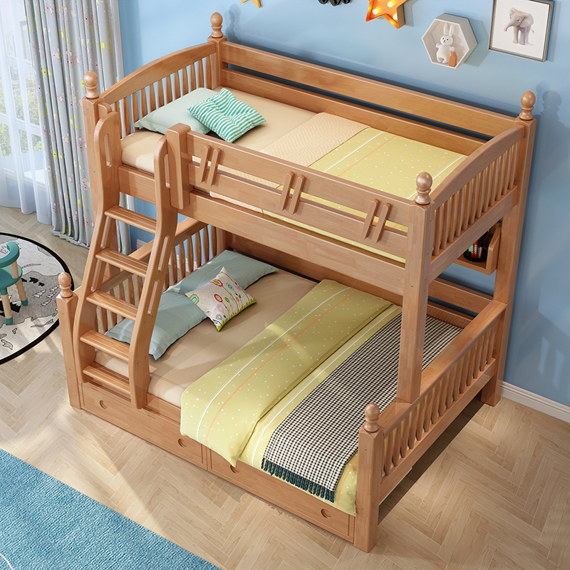 Children wooden bunk bed with ladder