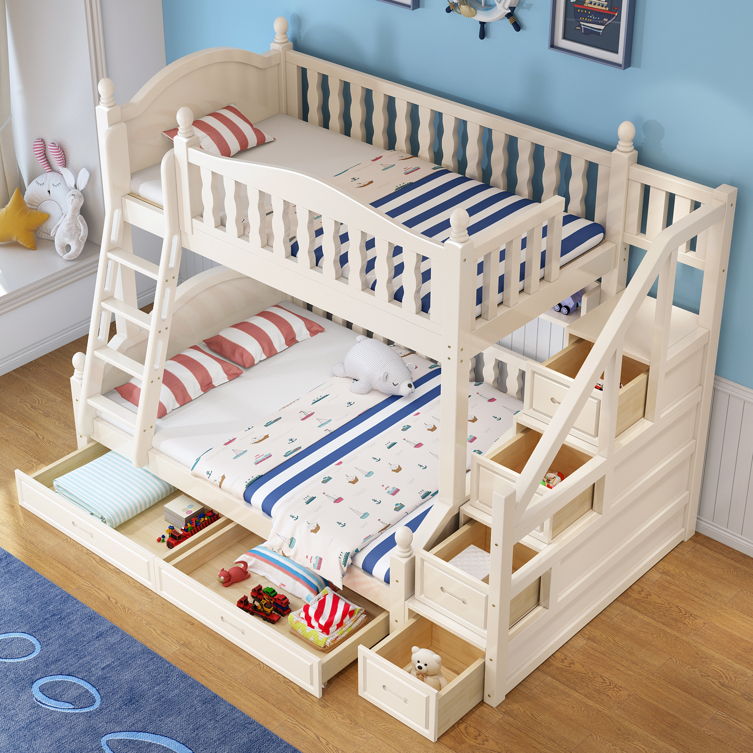 Wood separable child bunk bed
