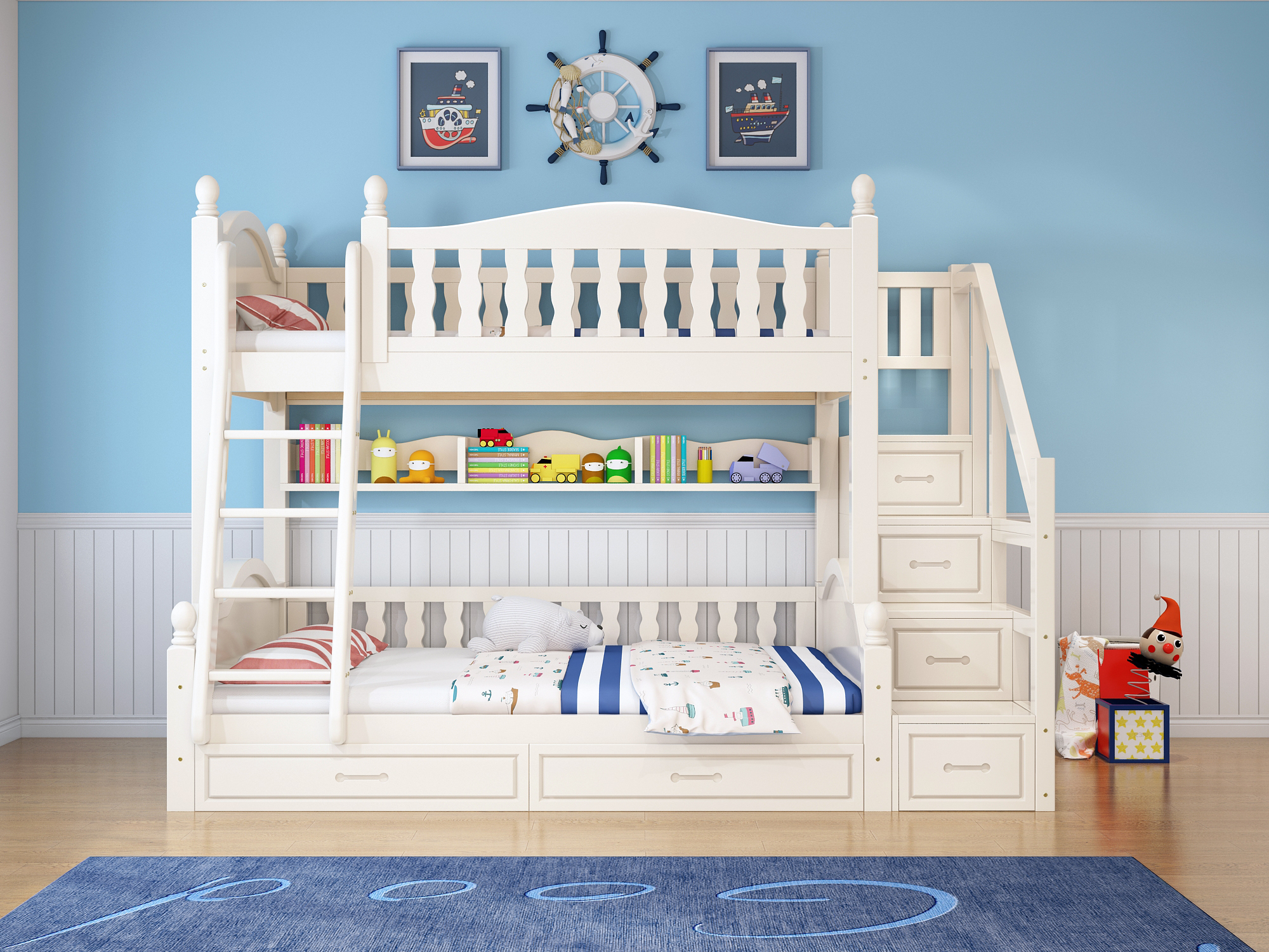 Wood separable child bunk bed