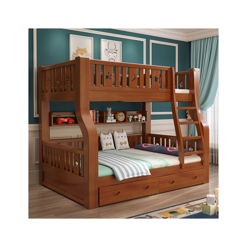 Brown multifunctional wooden children's bed