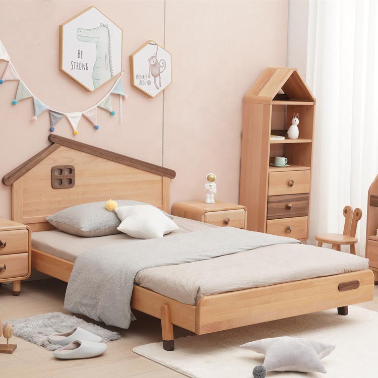 American Style Environment Natural Color Kids Wood Bed