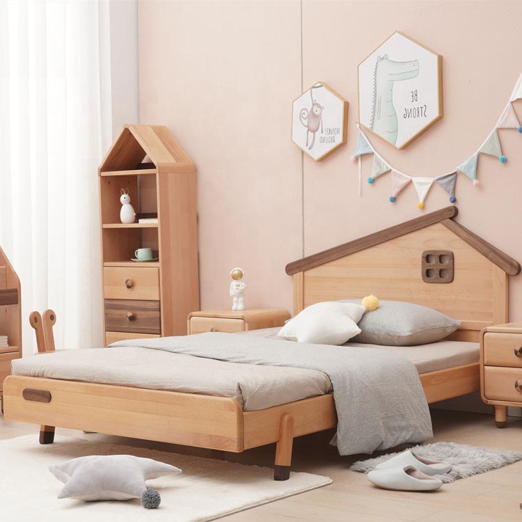 American Style Environment Natural Color Kids Wood Bed