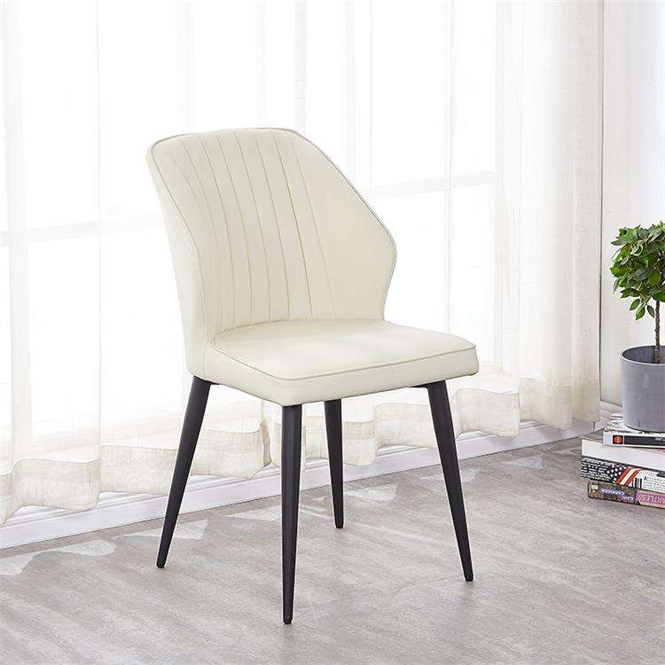 Modern kitchen Dining room Chairs Luxury Beige Chromed Leg Fabric Dining Chair