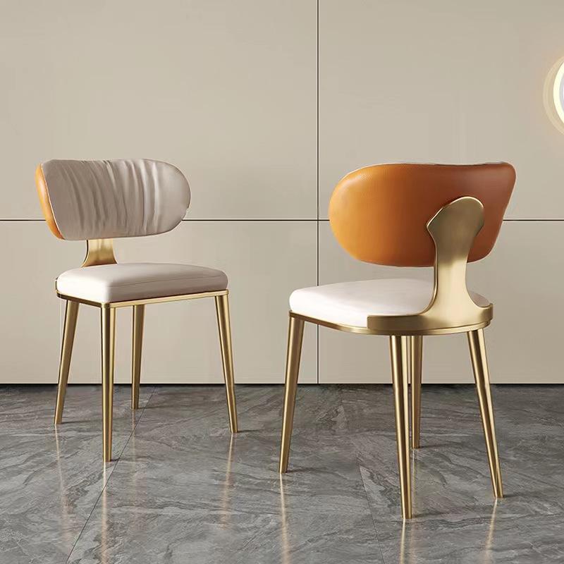 Luxury Stainless Steel Gold Frame Dining Chair Pu Leather