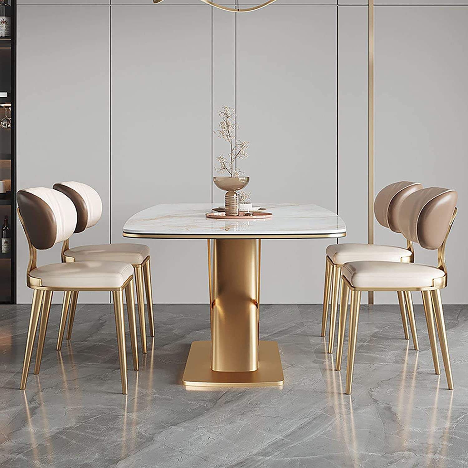 Luxury Stainless Steel Gold Frame Dining Chair Pu Leather
