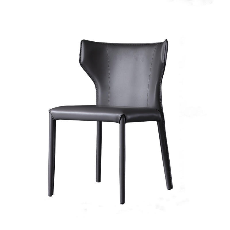 Simple  Modern Leather Dining Chairs With Metallic Framework