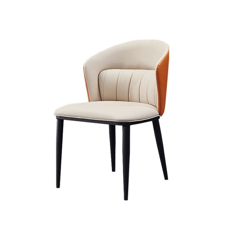 Modern luxury custom beige leather  chairs wood leg deign