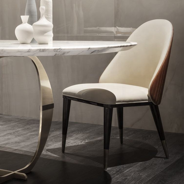 Light luxury modern PU leather antique dining chairs 