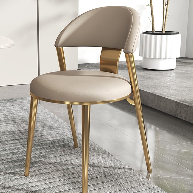 Modern light luxury nordic style stainless steel legs dining chair