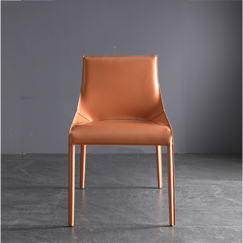 Nordic Modern Luxury Saddle Leather Dining Cafe Chair