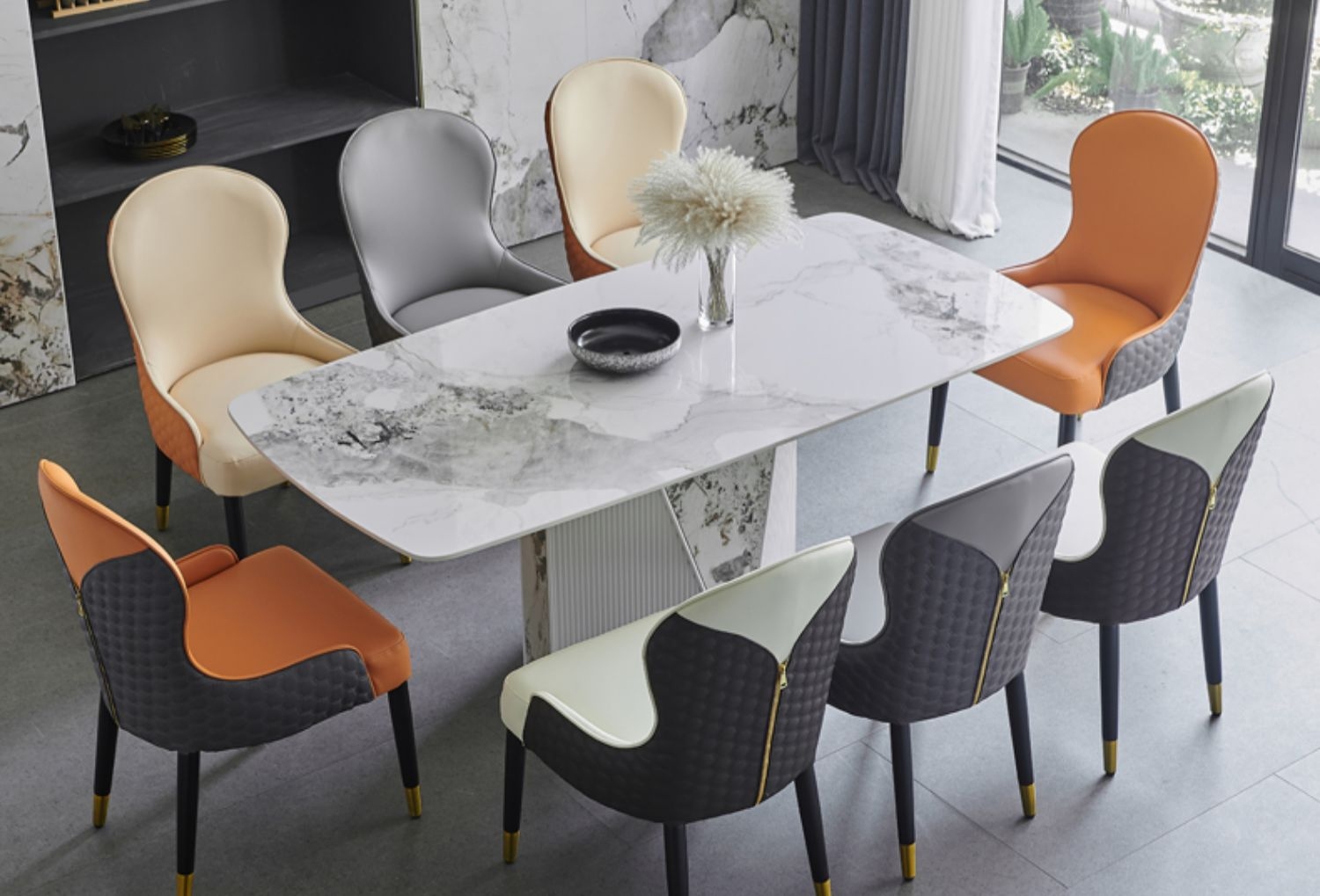 Europe Stainless steel legs modern luxury dining chair zipper design