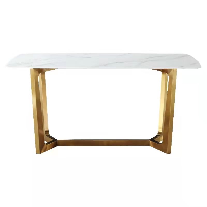 Golden Frame Marble Customize Stone Dining Table Set 