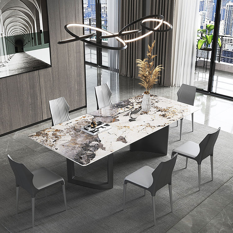 Luxury modern large black marble dinning table
