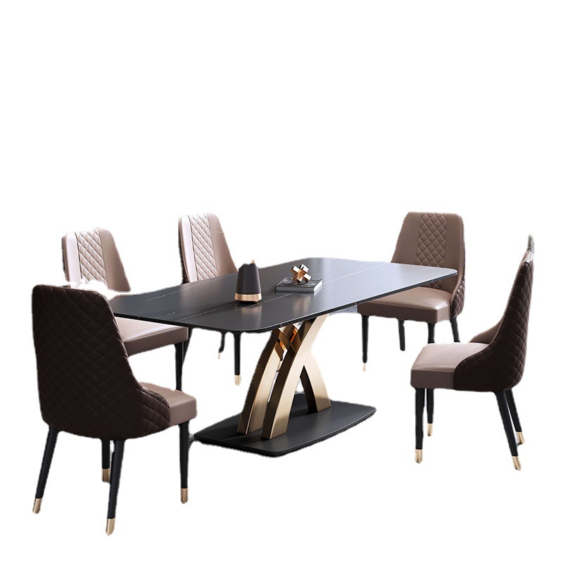 Nordic square stainless steel leg dining table