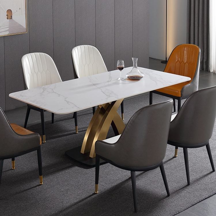 Nordic square stainless steel leg dining table