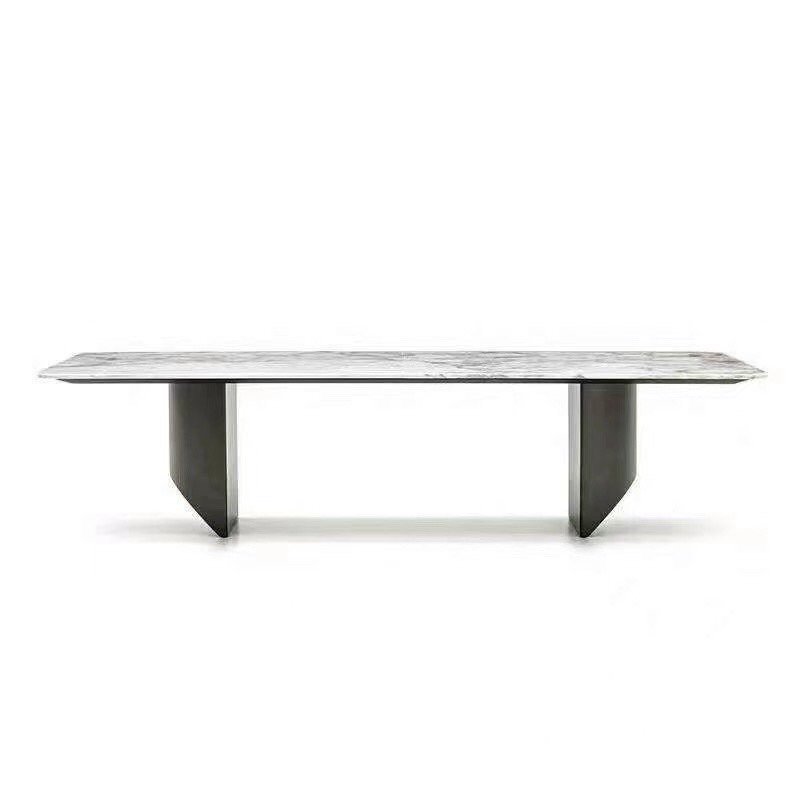 New design Stainless steel black frame marble top Rectangle  Dining Table