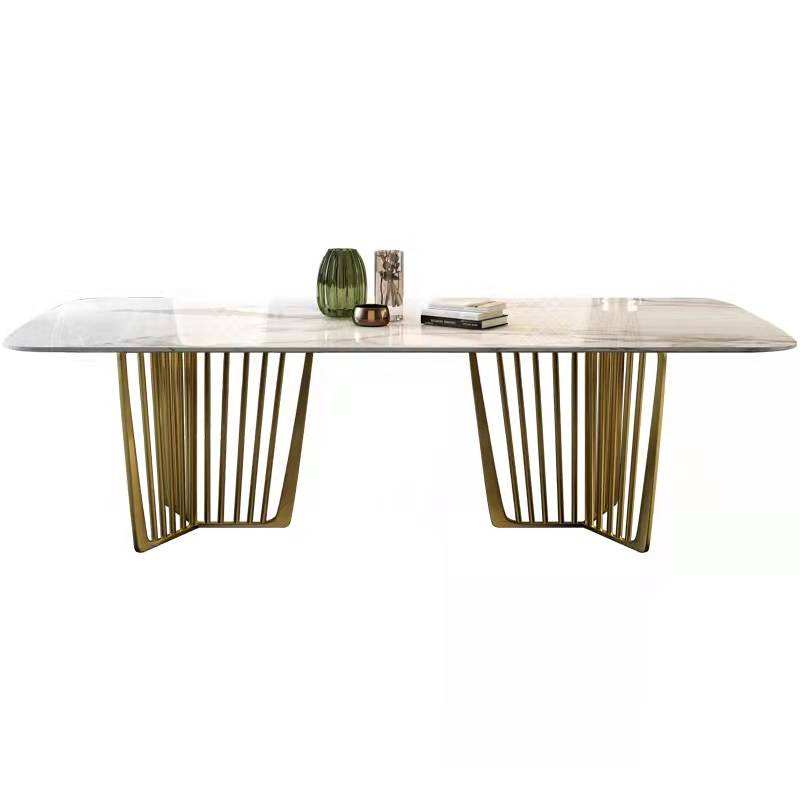 Gold Stainless Steel Marble Top Dining Table