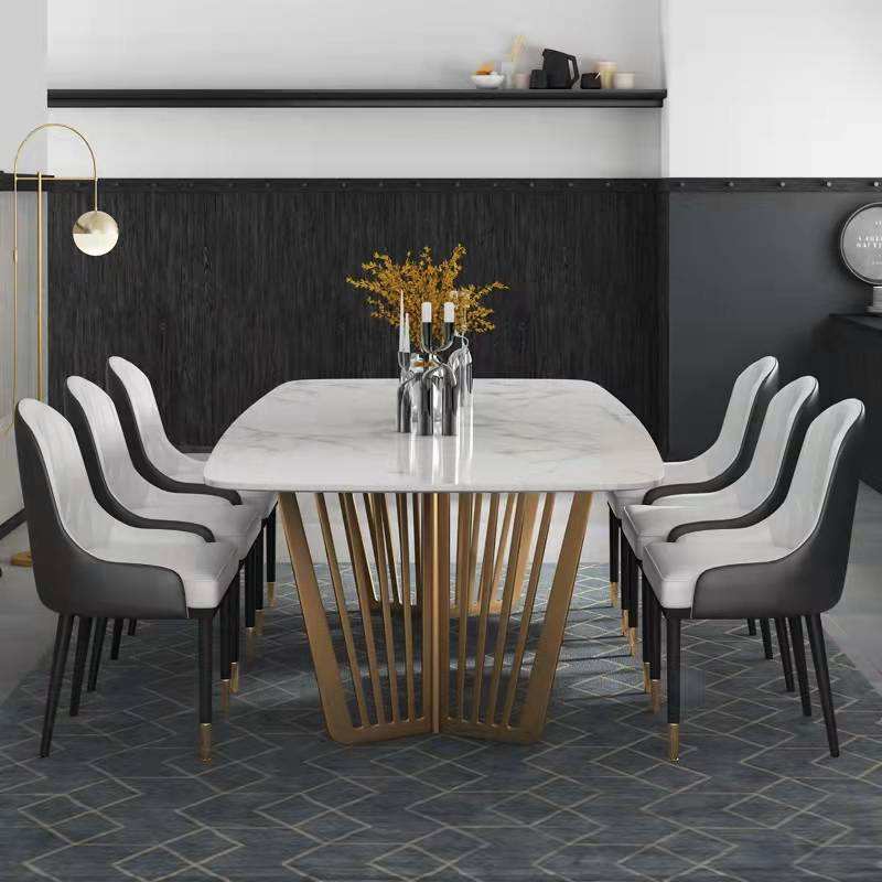 Gold Stainless Steel Marble Top Dining Table