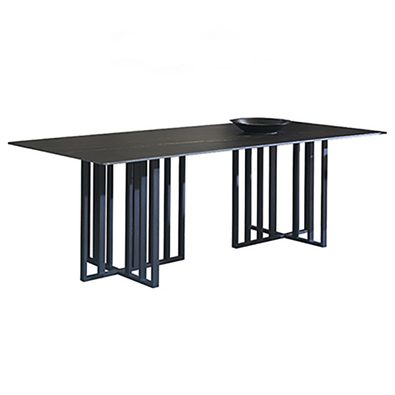 White and black sintered stone retractable Italian dining table