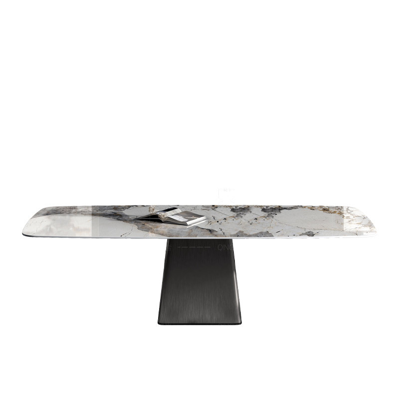 Modern rock top Stainless steel frame dining room table 